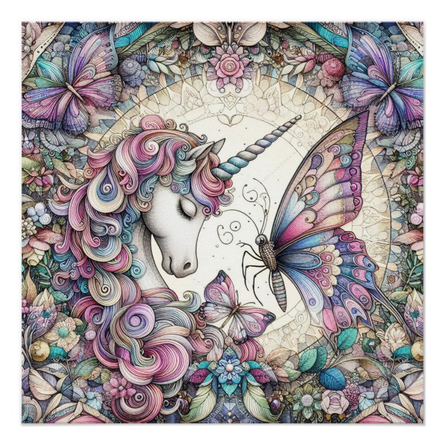 Póster El Unicornio Y La Mariposa (Anverso)