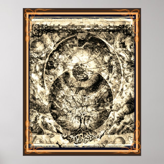 Póster El Universo es un Poster sepia arbórea (Frente)