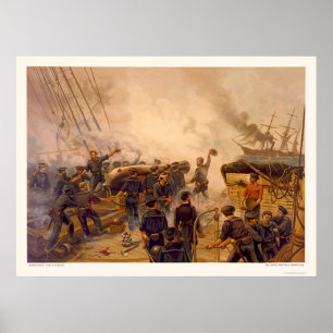 Póster El USS Kearsarge hunde el CSS Alabama en 1864