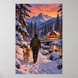 Póster El vagabundo en bosques nevados