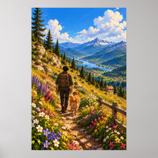 Póster El vagabundo en pradera de montaña