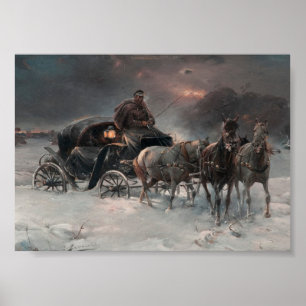 Póster El vagón de caballos de noche