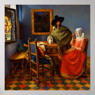 Póster El vaso de vino de Johannes Vermeer
