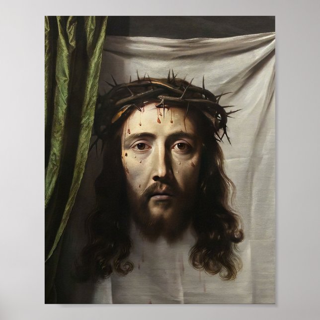 Póster El velo de San Veronica Jesús Cara Santo Católico (Frente)