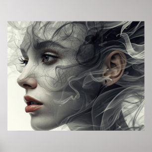 Póster El velo humeante en el rostro de una mujer cartel