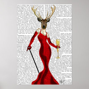 Póster El Venado De Glamour En Rojo