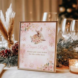 Póster El venado de invierno rosa es un pañal Baby Shower