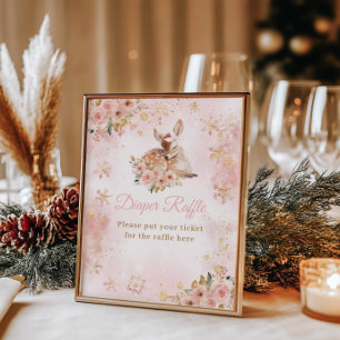 Póster El venado de invierno rosa es un pañal Baby Shower