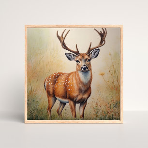 Póster El Venado Majestuoso En La Vida Silvestre De La Se