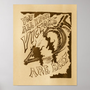 Póster El vencedor del vintage monta en bicicleta el
