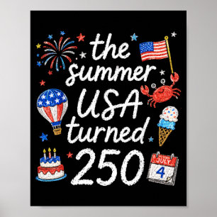 Póster El Verano Estados Unidos Cumplió 250 4 De Julio Ni