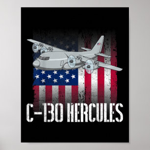 Póster El Veterano Salado C-130 Hércules La Bandera Ameri