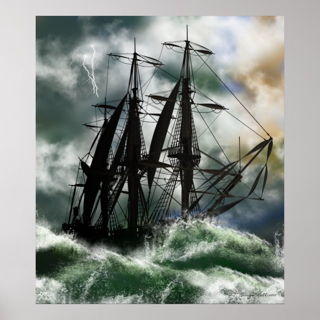 Póster El Viaje - Colón Navegando Por El Océano (Frente)