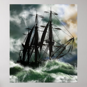 Póster El viaje - Columbus que navega el océano