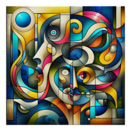 Póster El vibrante espacio negativo de inspiración braque