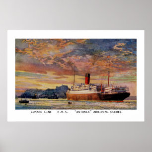 Póster El viejo Cunard RMS Antonia en Quebec