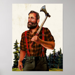 Póster El Viejo De Guay "El Lumberjack" Con Un Eje