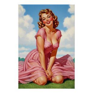 Póster El viejo glamur retro de Hollywood: la rubia de la