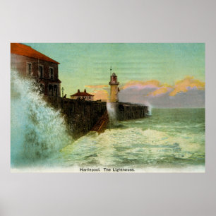 Póster El viejo Hartlepool de los años 1900 El faro