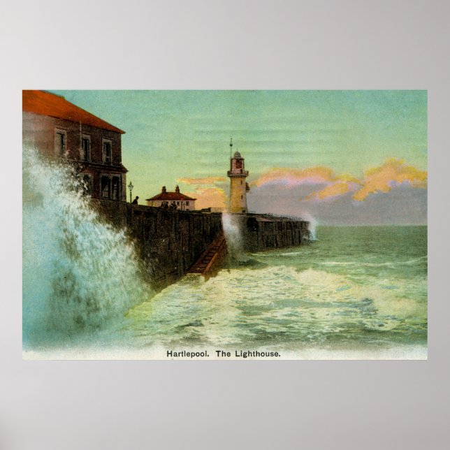 Póster El viejo Hartlepool de los años 1900 El faro (Frente)