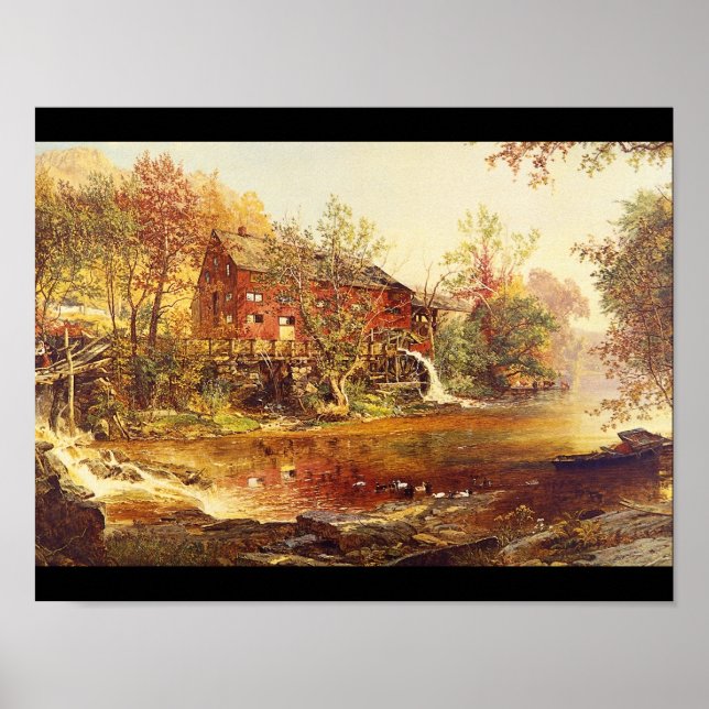 Póster El viejo Molino Rojo', Jasper F. Cropsey_Landscape (Frente)
