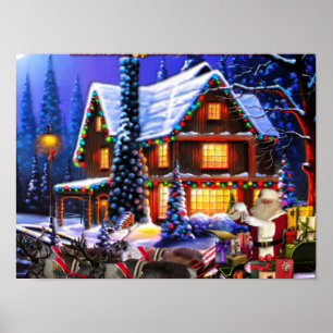 Póster El viejo Papá Noel y los renos