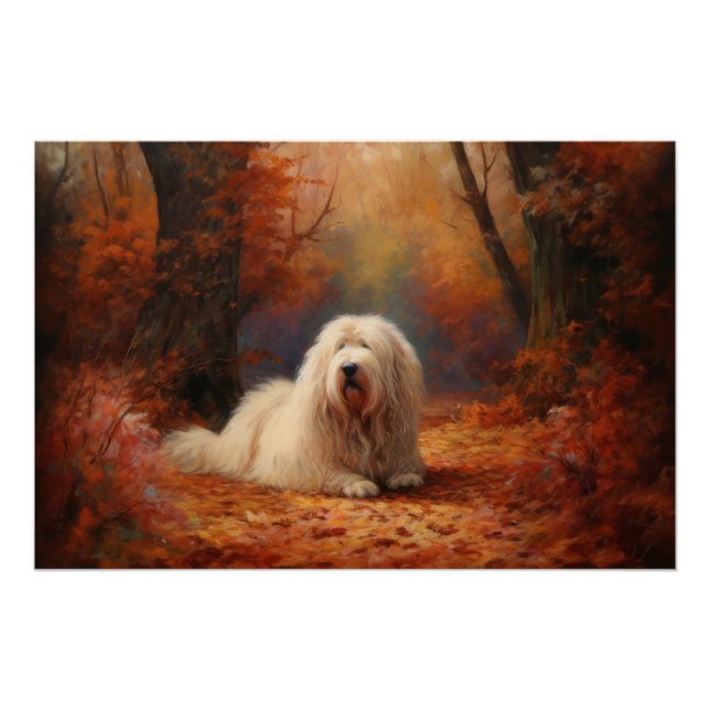 Póster El viejo perro pastor inglés en otoño se inspira (Anverso)