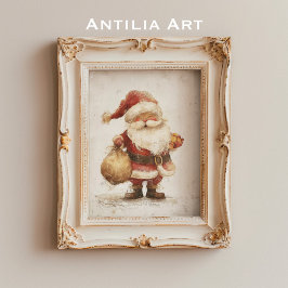 Póster El viejo Santa Claus con Navidades de bolsitas de 
