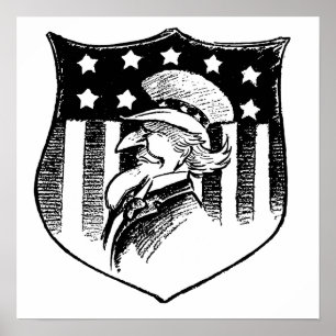 Póster El viejo tío patriótico Sam y la bandera estadouni