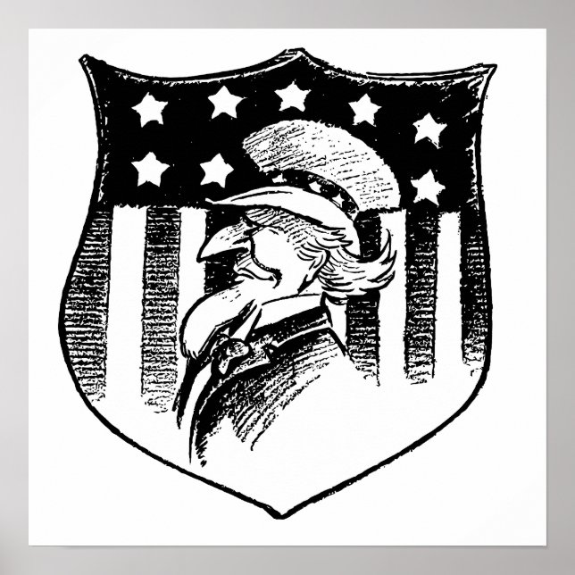 Póster El viejo tío patriótico Sam y la bandera estadouni (Frente)