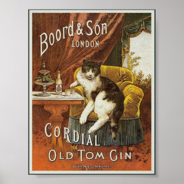 Póster El viejo Tom Gin Vintage (Frente)