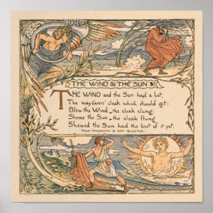 Póster El viejo Walter Crane: El viento y el sol pequeño