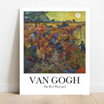Póster El viñedo rojo de Vincent van Gogh<br><div class="desc">Este poster presenta una reproducción de alta calidad de la pintura paisajística de Vincent van Gogh de 1888, titulada The Red Vineyard. El cuadro muestra una vista de un viñedo cerca de Arles, donde Van Gogh vivió un año. El cuadro captura los colores cálidos de las viñas otoñales y el...</div>