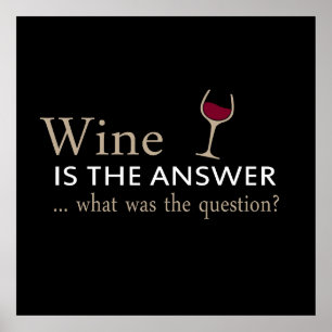 Póster el vino es la respuesta a la pregunta