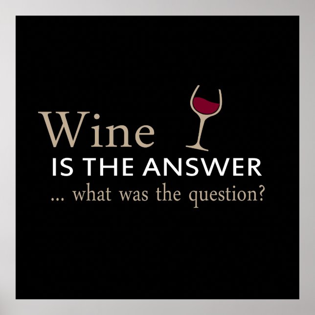Póster el vino es la respuesta a la pregunta (Frente)