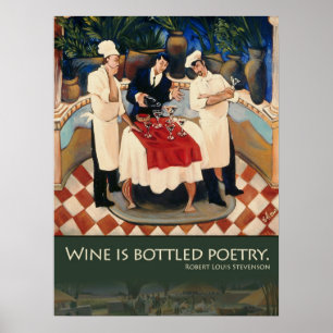 Póster El vino es poster en botella de la poesía