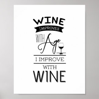 Póster El vino mejora con la edad I con el vino. Cita