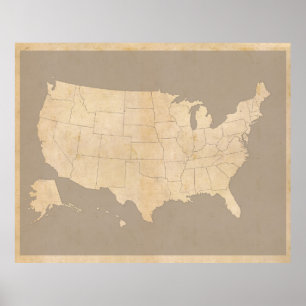 Póster El vintage Estados Unidos traza