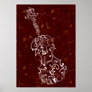 Póster El violín se arrastra hacia el blanco en grandes e