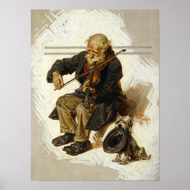Póster El violinista y su asistente, 1916 (Frente)