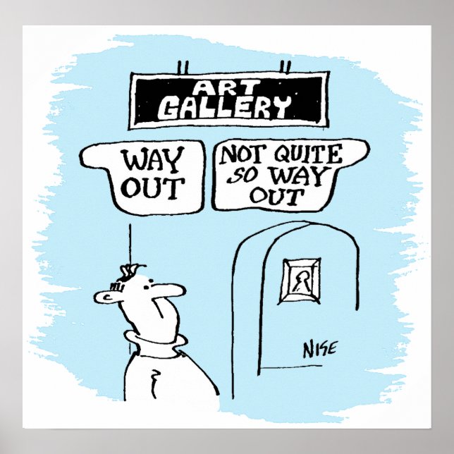 Póster El visitante está perplejo por los carteles en una (Frente)