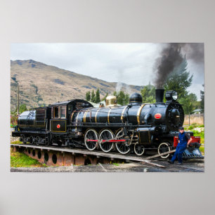 Póster El volante de Kingston, locomotora de motor de vap