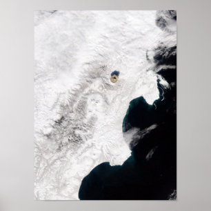 Póster El volcán Shiveluch en Kamchatka Krai, Rusia