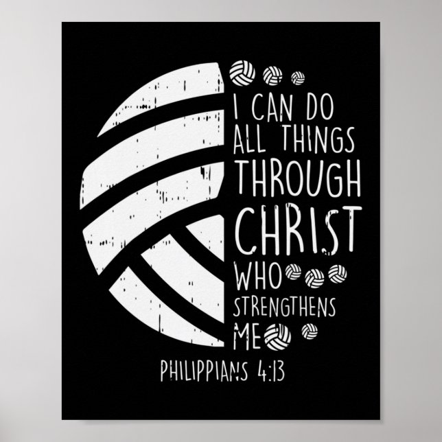 Póster El voleibol puedo hacer cosas Biblia Verso Dios Je (Frente)