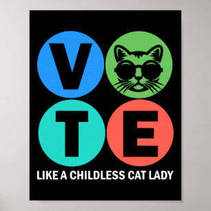 Póster El voto retro como una gata sin hijos vota por Kam