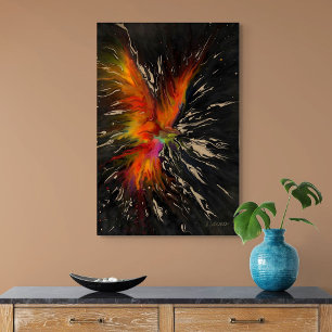 Póster El vuelo del fénix: renacimiento abstracto ardient