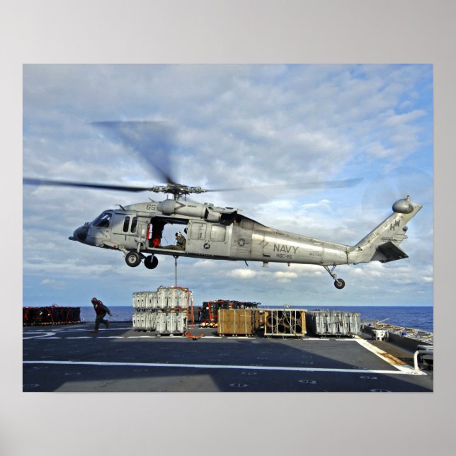 Póster El vuelo MH-60S Seahawk se prepara para entregar m (Frente)