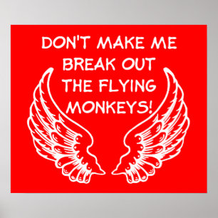 Póster El vuelo Monkeys humor divertido del poster