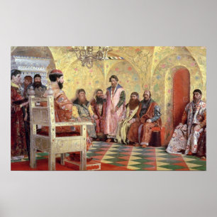 Póster El zar Mikhail Fyodorovich con los Boyars