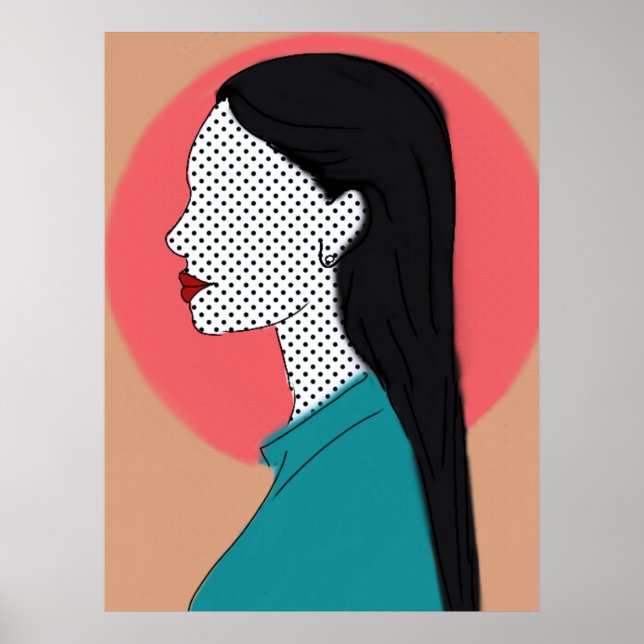 Póster Ela de perfil  - camadas (Frente)